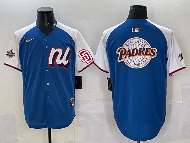 Men San Diego Padres Blank Blue white All star 2025 Nike MLB Jersey style 03